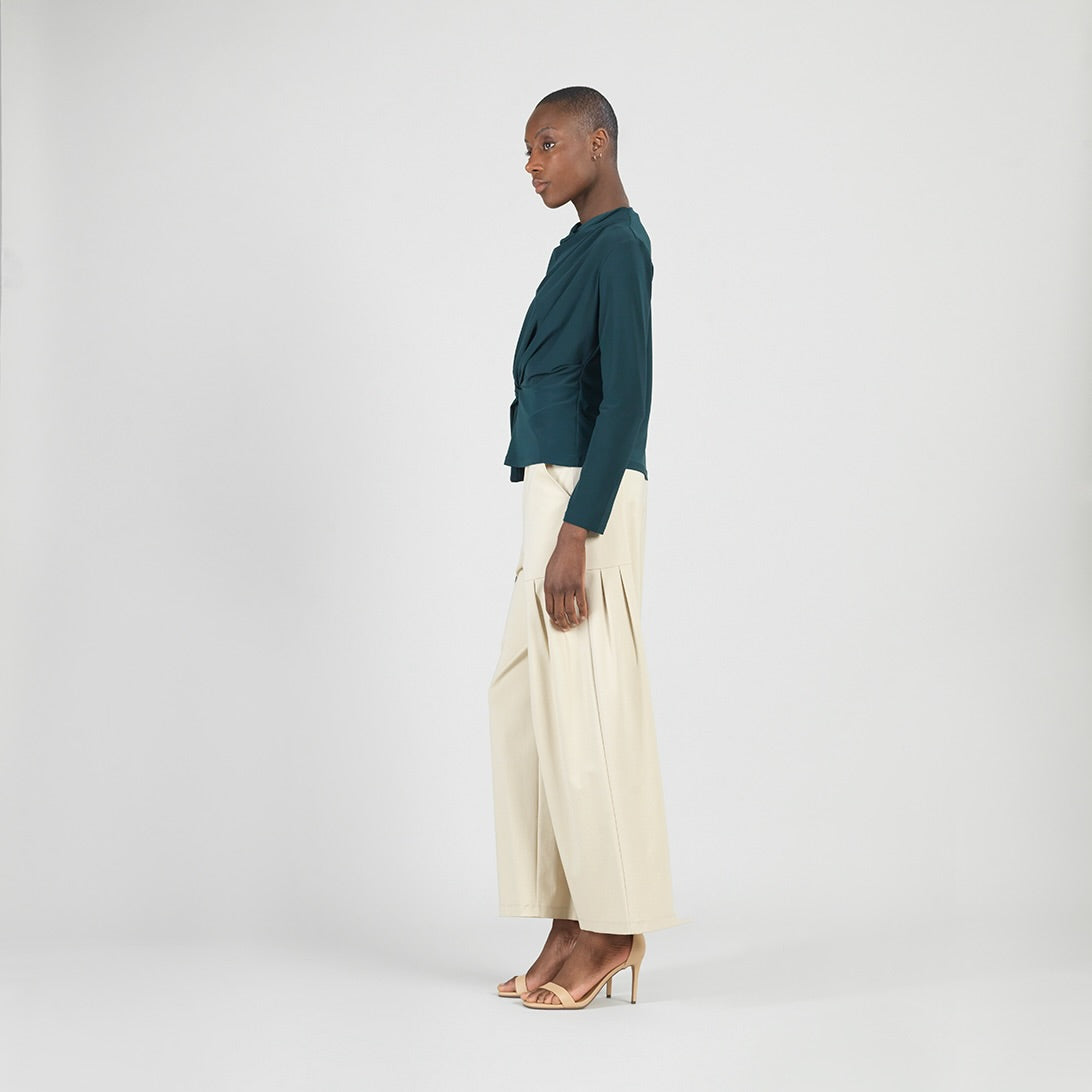Clara Sunwoo Quality - Long Sleeve Loop Front Top - Hunter Green - Final Sale