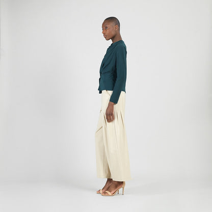 Clara Sunwoo Quality - Long Sleeve Loop Front Top - Hunter Green - Final Sale