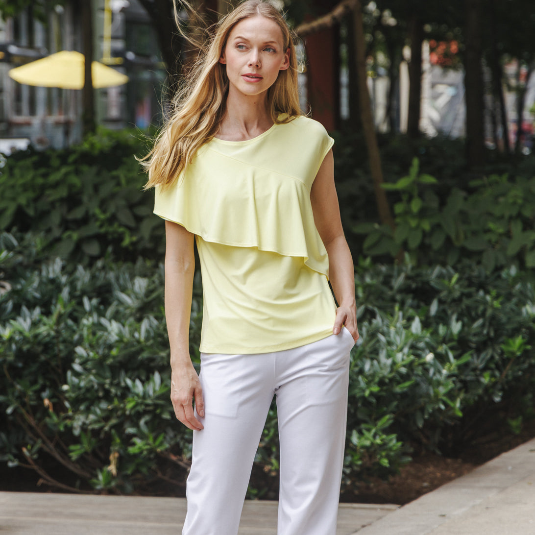 Clara Sunwoo Sale - Ruffle Overlay Top - Yellow - Final Sale!