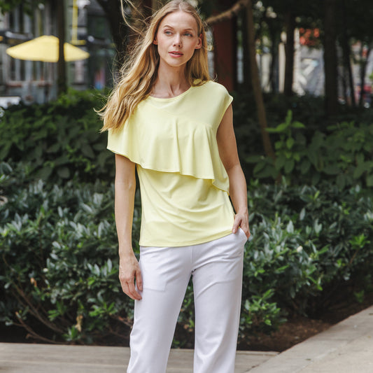 Clara Sunwoo Sale - Ruffle Overlay Top - Yellow - Final Sale!