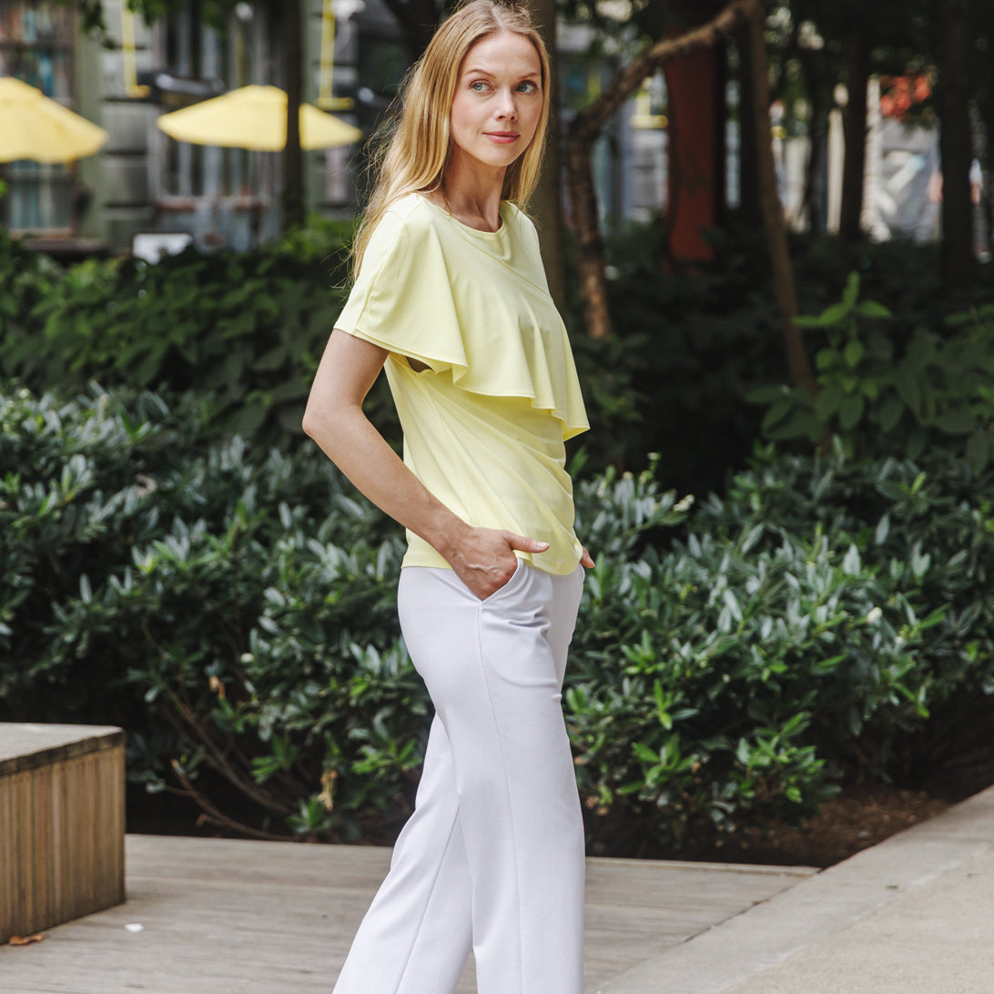 Clara Sunwoo Sale - Ruffle Overlay Top - Yellow - Final Sale!