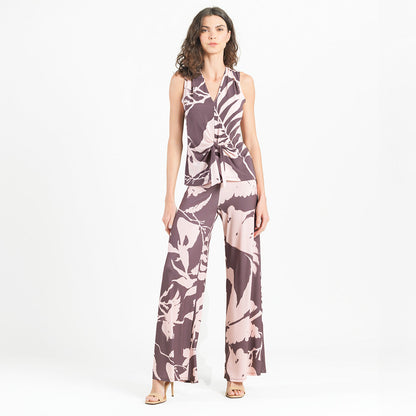 Clara Sunwoo Latest - Sleeveless V-Neck Center Front Tie Top - Floral Stem - Final Sale