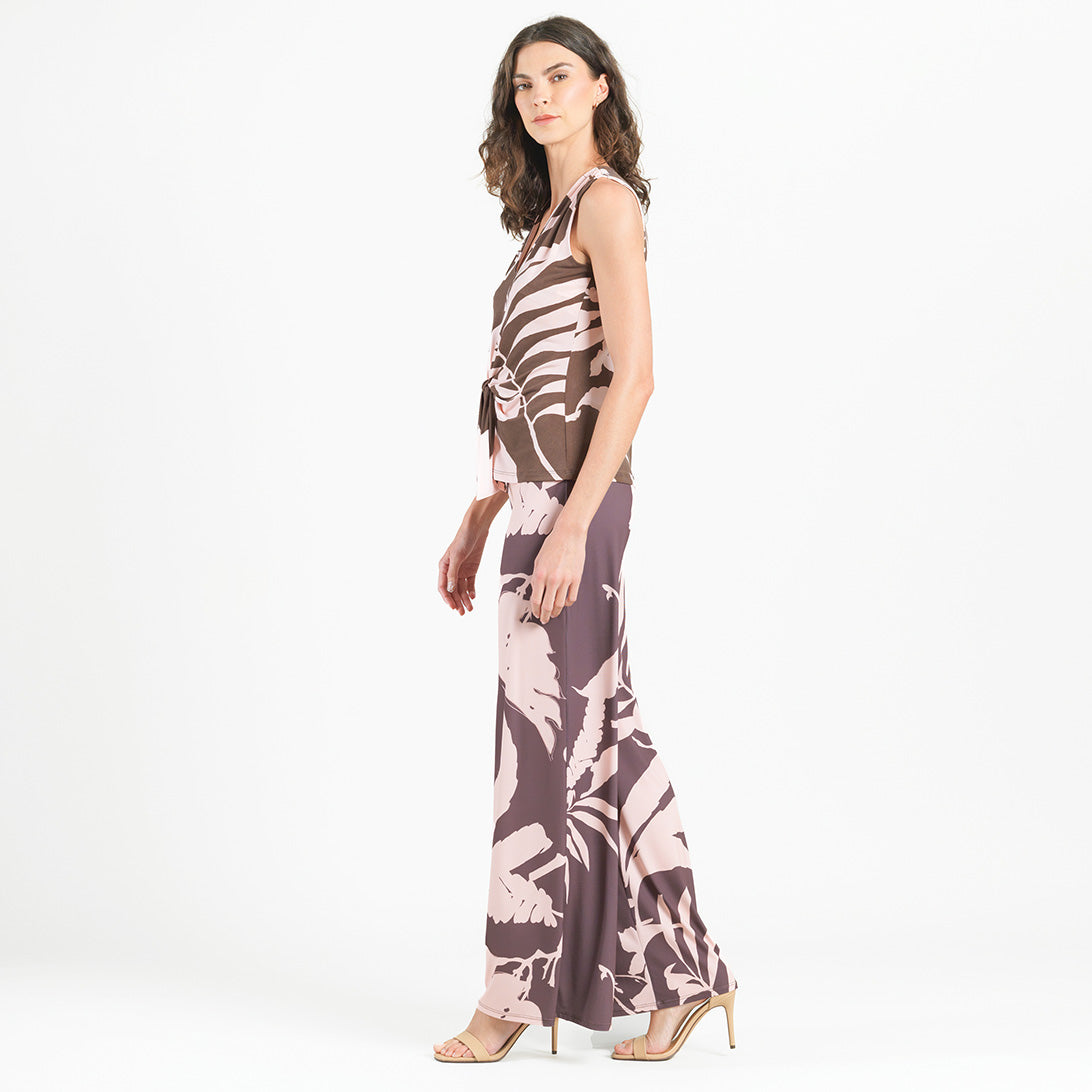 Clara Sunwoo Latest - Sleeveless V-Neck Center Front Tie Top - Floral Stem - Final Sale