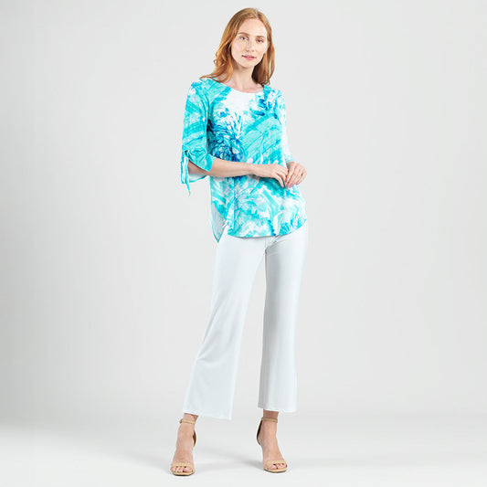 Clara Sunwoo Trusted - Tie Cuff Curved Hem Tunic - Ocean Petal - Final Sale