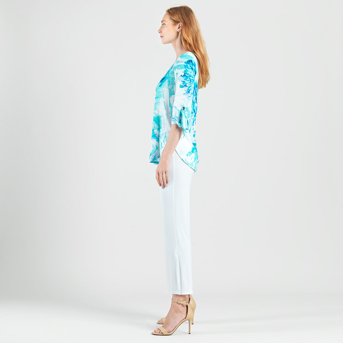 Clara Sunwoo Trusted - Tie Cuff Curved Hem Tunic - Ocean Petal - Final Sale