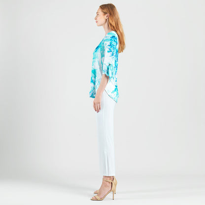 Clara Sunwoo Trusted - Tie Cuff Curved Hem Tunic - Ocean Petal - Final Sale