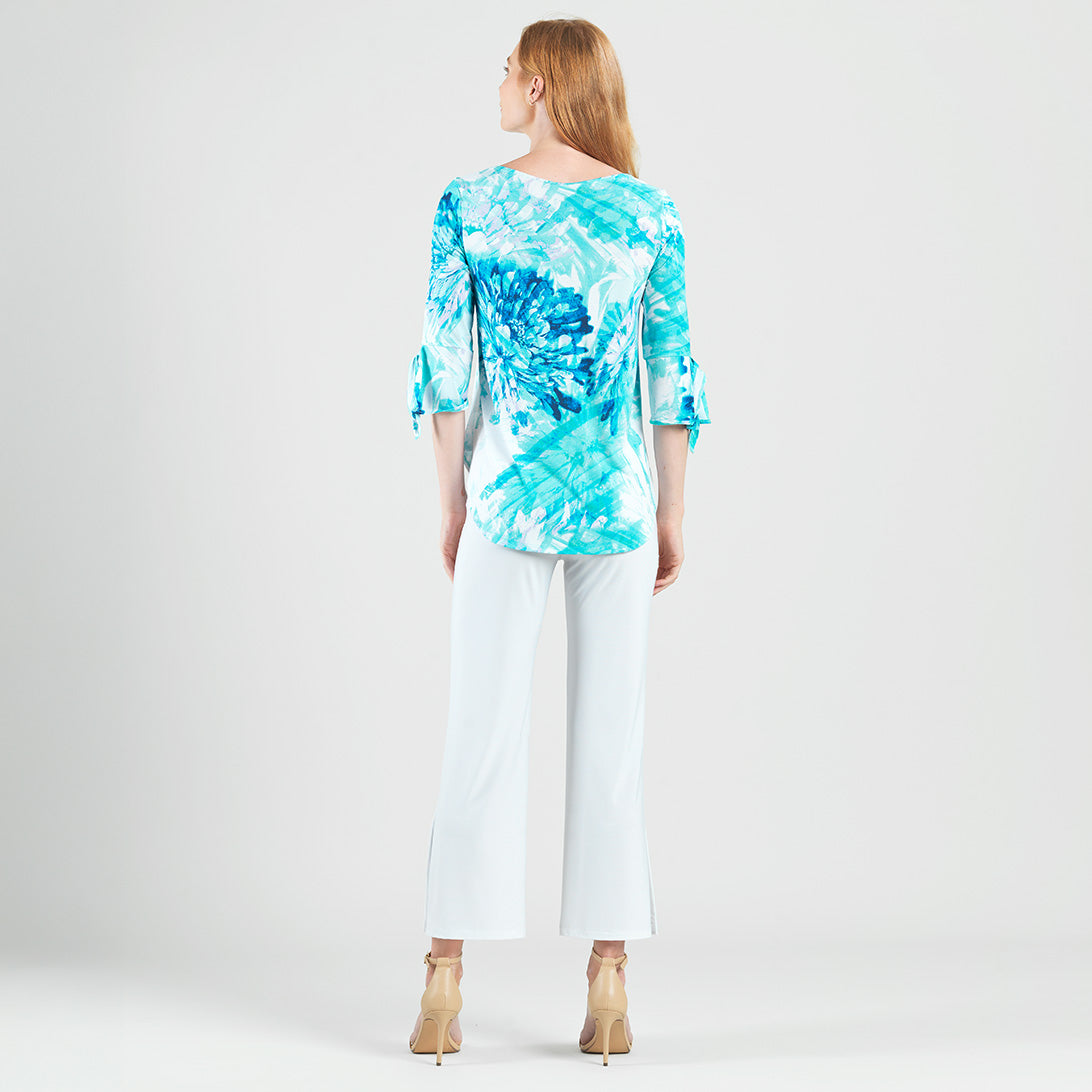 Clara Sunwoo Trusted - Tie Cuff Curved Hem Tunic - Ocean Petal - Final Sale