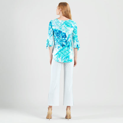Clara Sunwoo Trusted - Tie Cuff Curved Hem Tunic - Ocean Petal - Final Sale