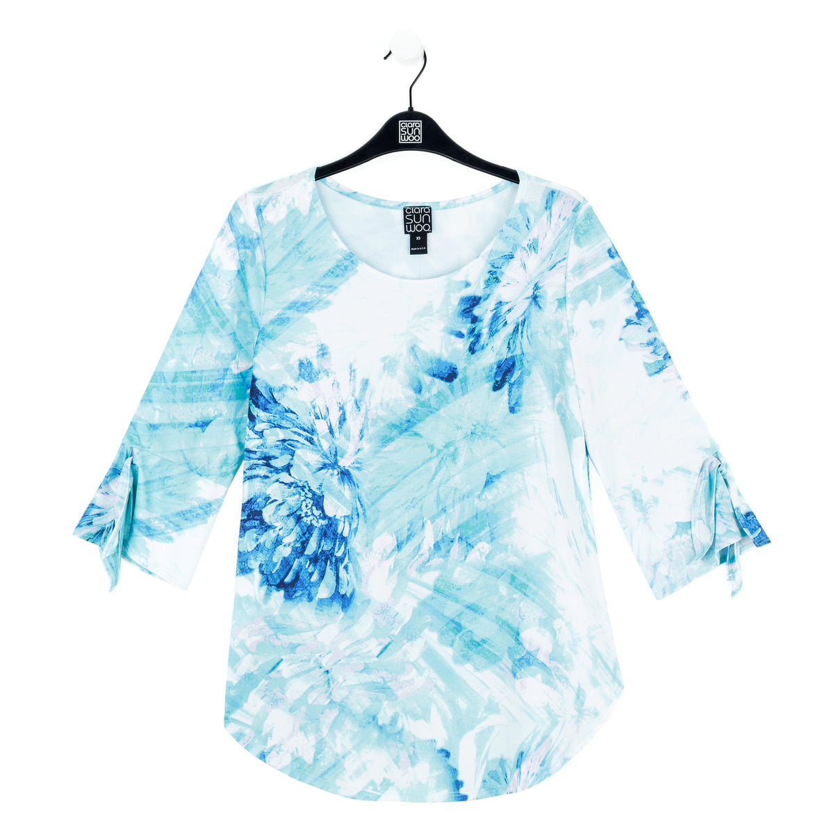 Clara Sunwoo Trusted - Tie Cuff Curved Hem Tunic - Ocean Petal - Final Sale