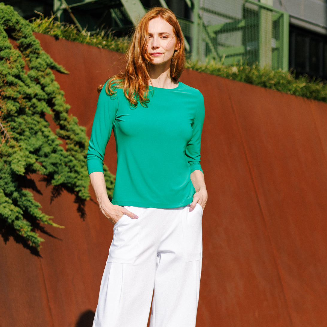 Clara Sunwoo Great Value - Reversible Back Tie Top - Emerald - Final Sale