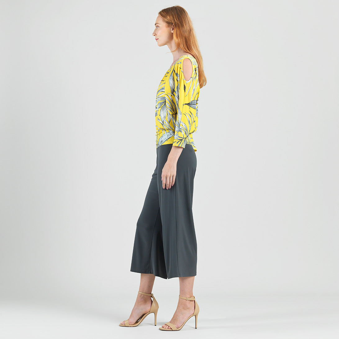 Clara Sunwoo Everyday - Open Shoulder Blouson Waist Top - Sunlit Palm - Final Sale
