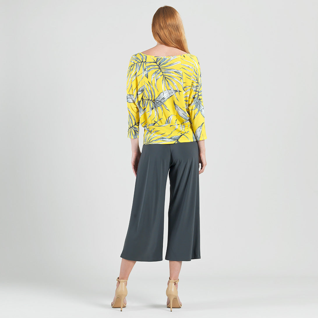 Clara Sunwoo Everyday - Open Shoulder Blouson Waist Top - Sunlit Palm - Final Sale