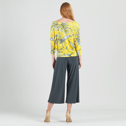 Clara Sunwoo Everyday - Open Shoulder Blouson Waist Top - Sunlit Palm - Final Sale