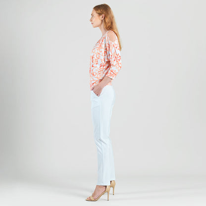 Clara Sunwoo Classic - Open Shoulder Blouson Waist Top - Damask Motif - Final Sale