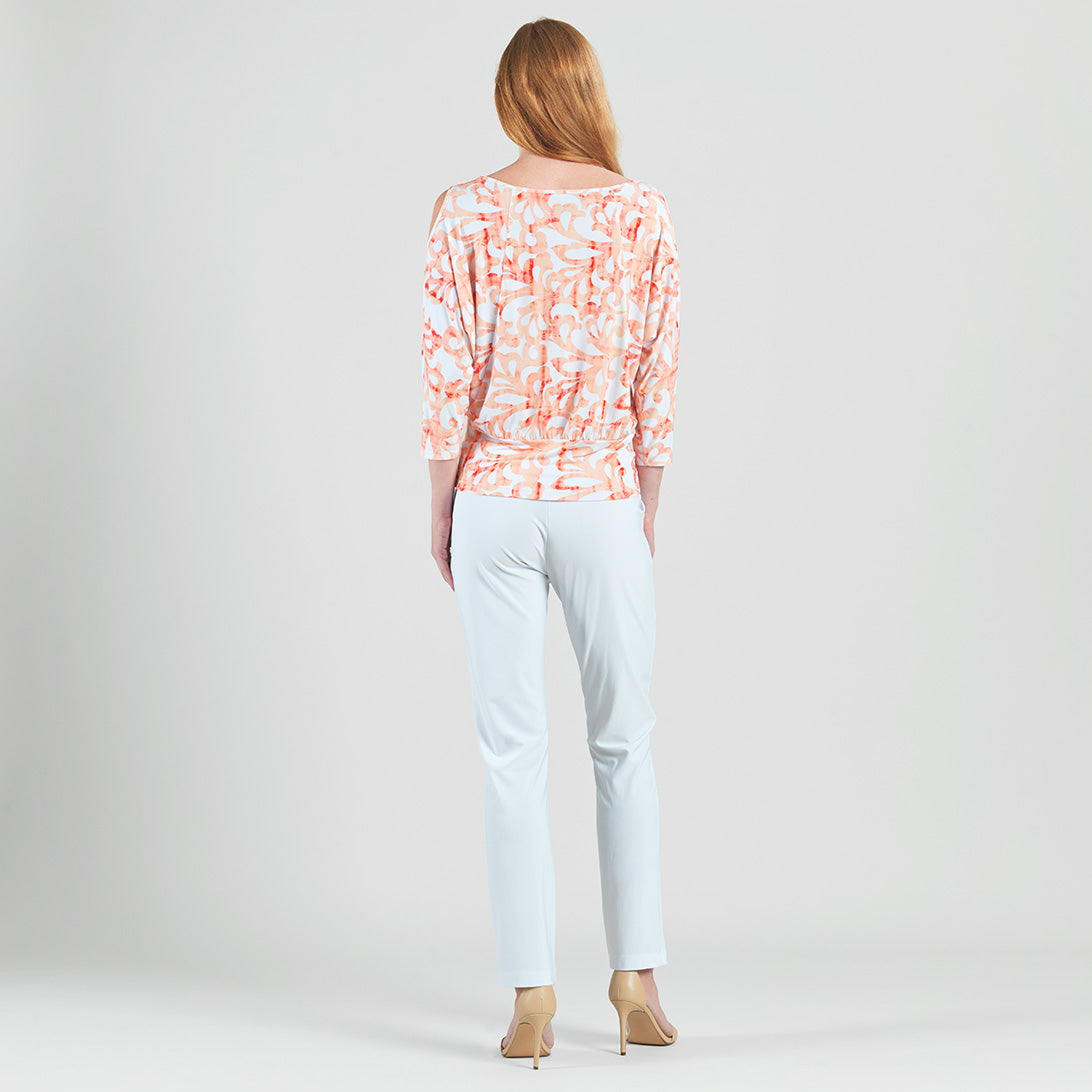 Clara Sunwoo Classic - Open Shoulder Blouson Waist Top - Damask Motif - Final Sale