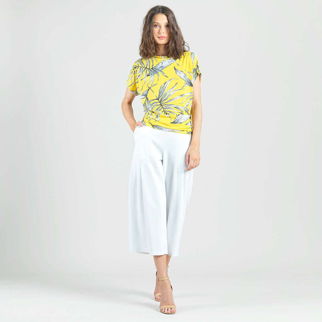 Clara Sunwoo Trending - Side Ruched Boat Neck Top - Sunlit Palm - Final Sale