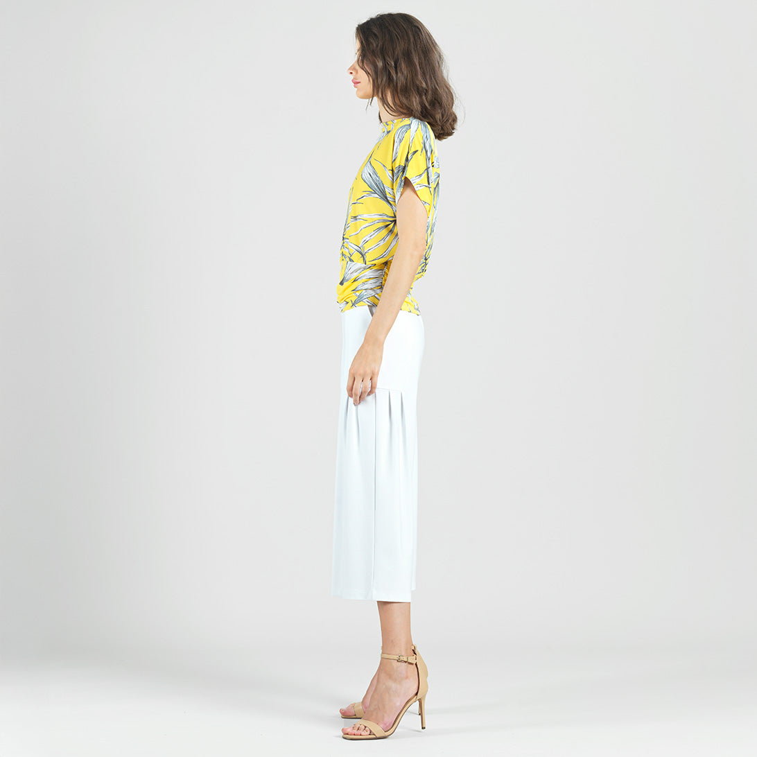 Clara Sunwoo Trending - Side Ruched Boat Neck Top - Sunlit Palm - Final Sale