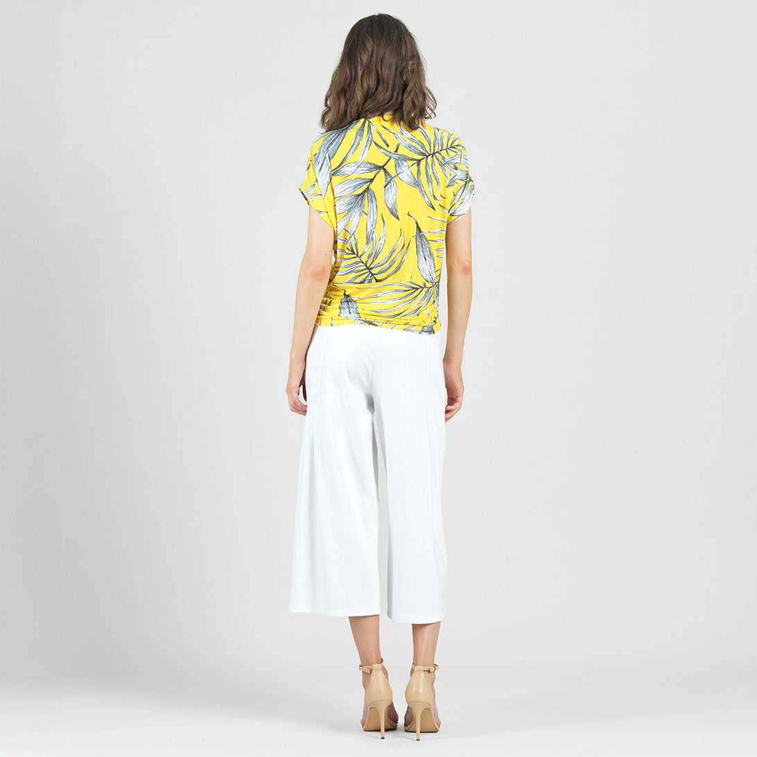 Clara Sunwoo Trending - Side Ruched Boat Neck Top - Sunlit Palm - Final Sale