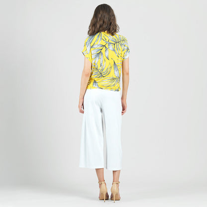 Clara Sunwoo Trending - Side Ruched Boat Neck Top - Sunlit Palm - Final Sale