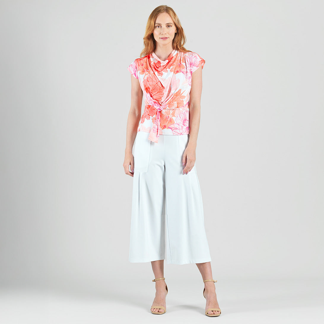 Clara Sunwoo Trending - Butter Knit - Drape Neck Loop Front Top - Sunset Petals - Final Sale