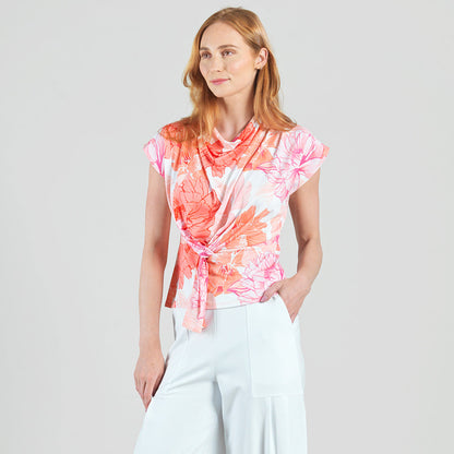 Clara Sunwoo Trending - Butter Knit - Drape Neck Loop Front Top - Sunset Petals - Final Sale