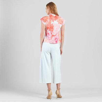 Clara Sunwoo Trending - Butter Knit - Drape Neck Loop Front Top - Sunset Petals - Final Sale