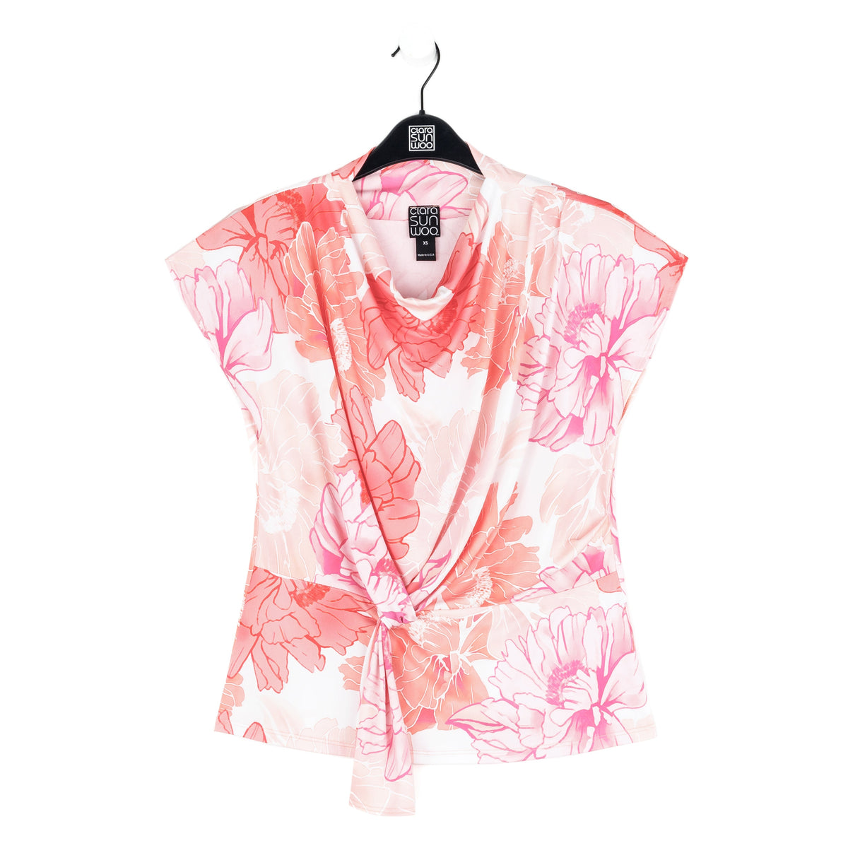 Clara Sunwoo Trending - Butter Knit - Drape Neck Loop Front Top - Sunset Petals - Final Sale