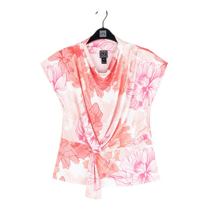 Clara Sunwoo Trending - Butter Knit - Drape Neck Loop Front Top - Sunset Petals - Final Sale