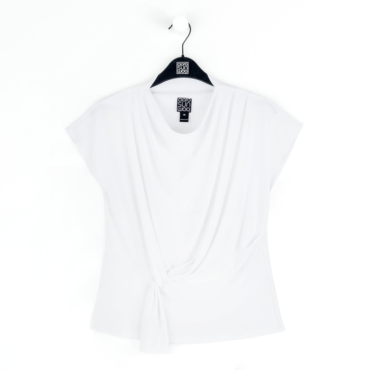Clara Sunwoo Trending - Drape Neck Loop Front Top - White - Final Sale
