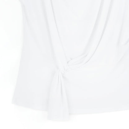 Clara Sunwoo Trending - Drape Neck Loop Front Top - White - Final Sale
