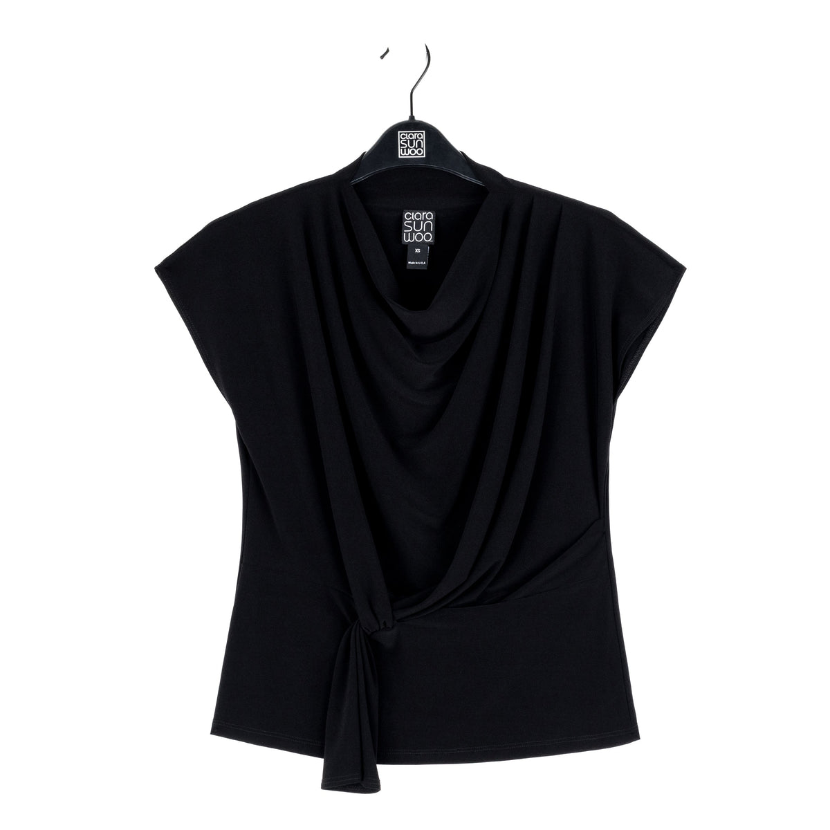 Clara Sunwoo Latest - Drape Neck Loop Front Top - Black - Final Sale