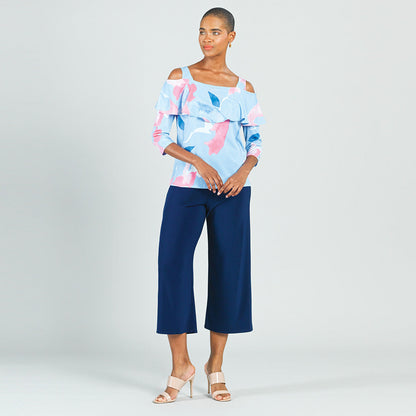 Clara Sunwoo Smart Buy - Open Shoulder Ruffle Top - Floral Sketch - Final Sale!