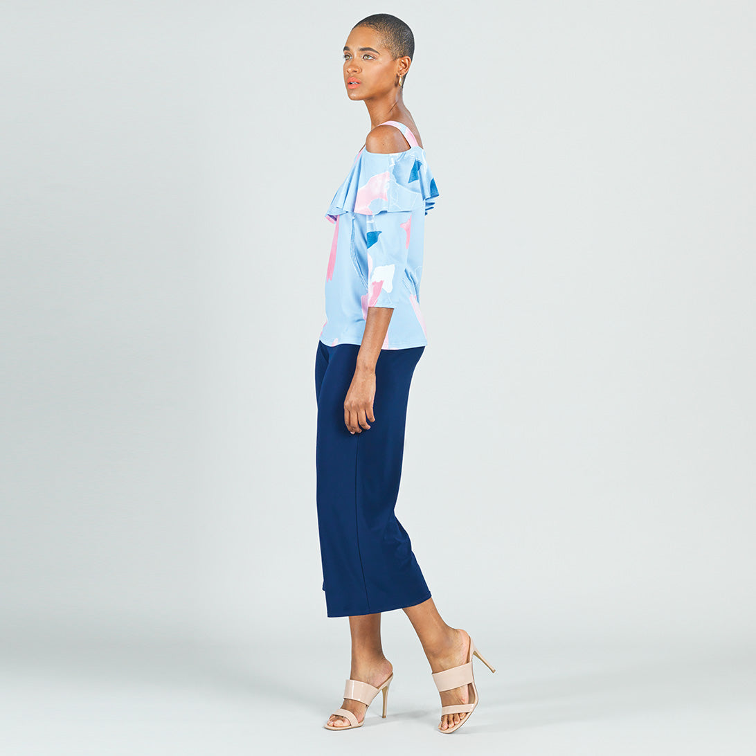 Clara Sunwoo Smart Buy - Open Shoulder Ruffle Top - Floral Sketch - Final Sale!