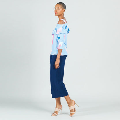 Clara Sunwoo Smart Buy - Open Shoulder Ruffle Top - Floral Sketch - Final Sale!