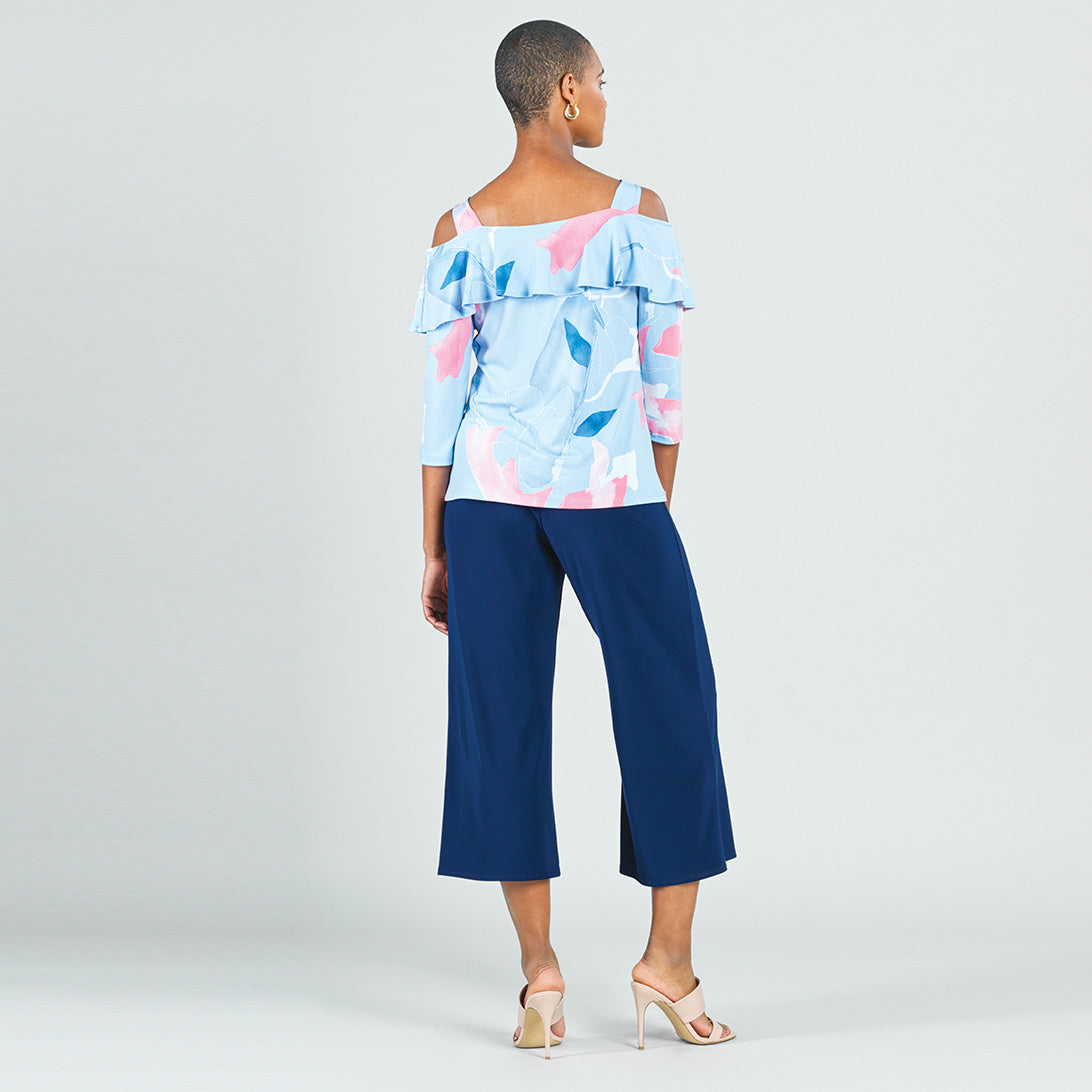 Clara Sunwoo Smart Buy - Open Shoulder Ruffle Top - Floral Sketch - Final Sale!
