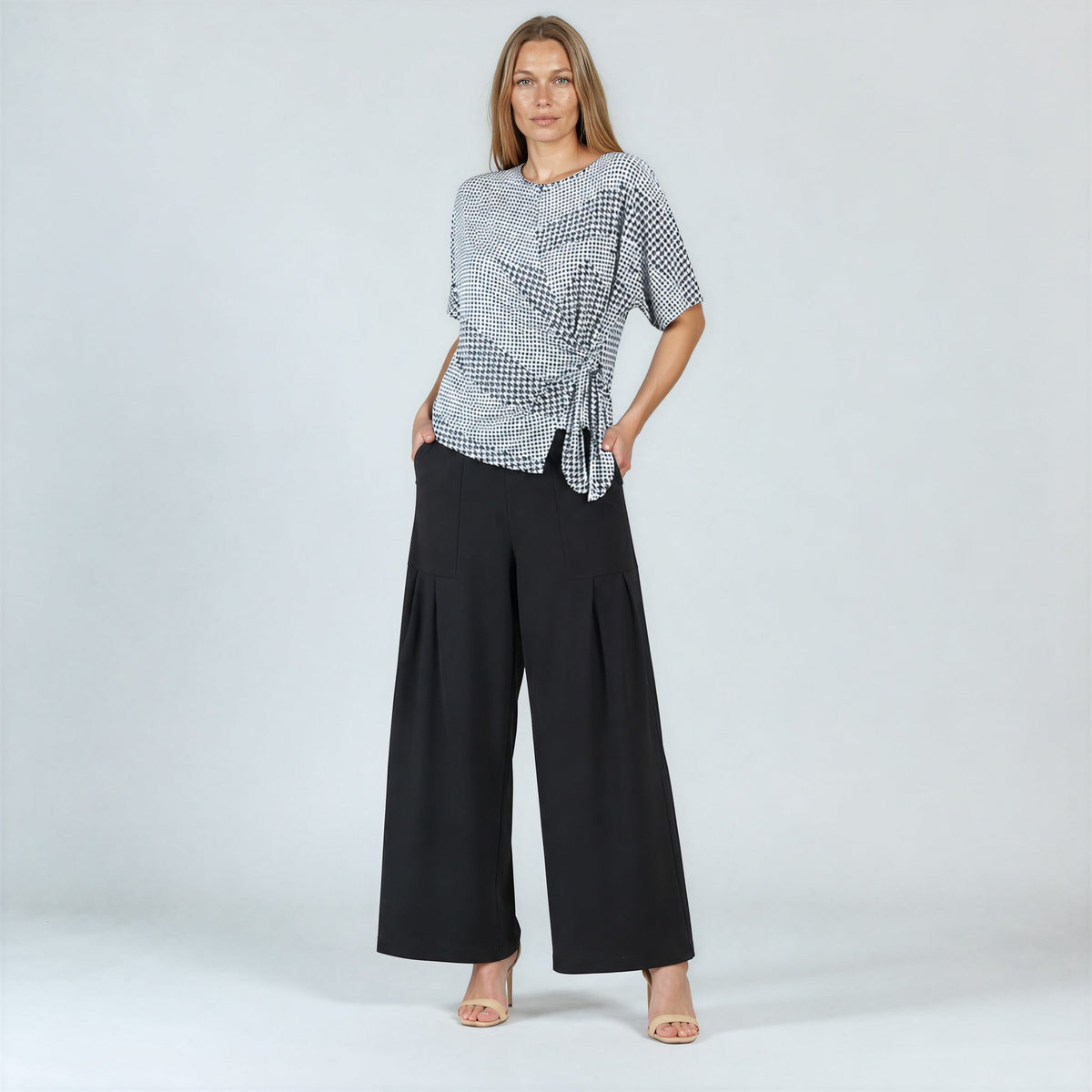Clara Sunwoo Smart Buy - Side Tie Wrap Top - Houndstooth Grid - Final Sale