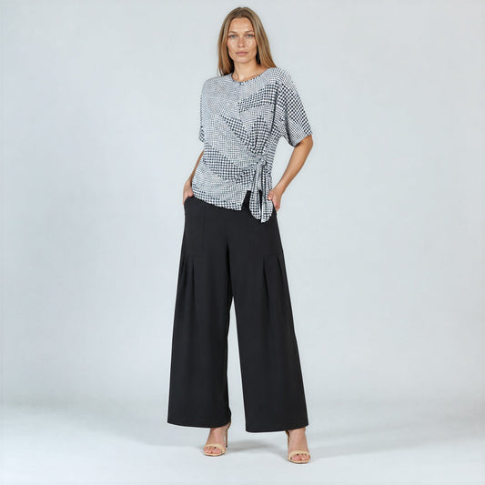 Clara Sunwoo Smart Buy - Side Tie Wrap Top - Houndstooth Grid - Final Sale