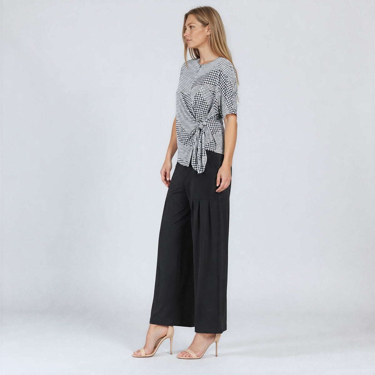 Clara Sunwoo Smart Buy - Side Tie Wrap Top - Houndstooth Grid - Final Sale