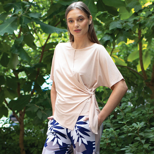 Clara Sunwoo Trusted - Peach Knit - Side Tie Wrap Top - Peach - Final Sale!