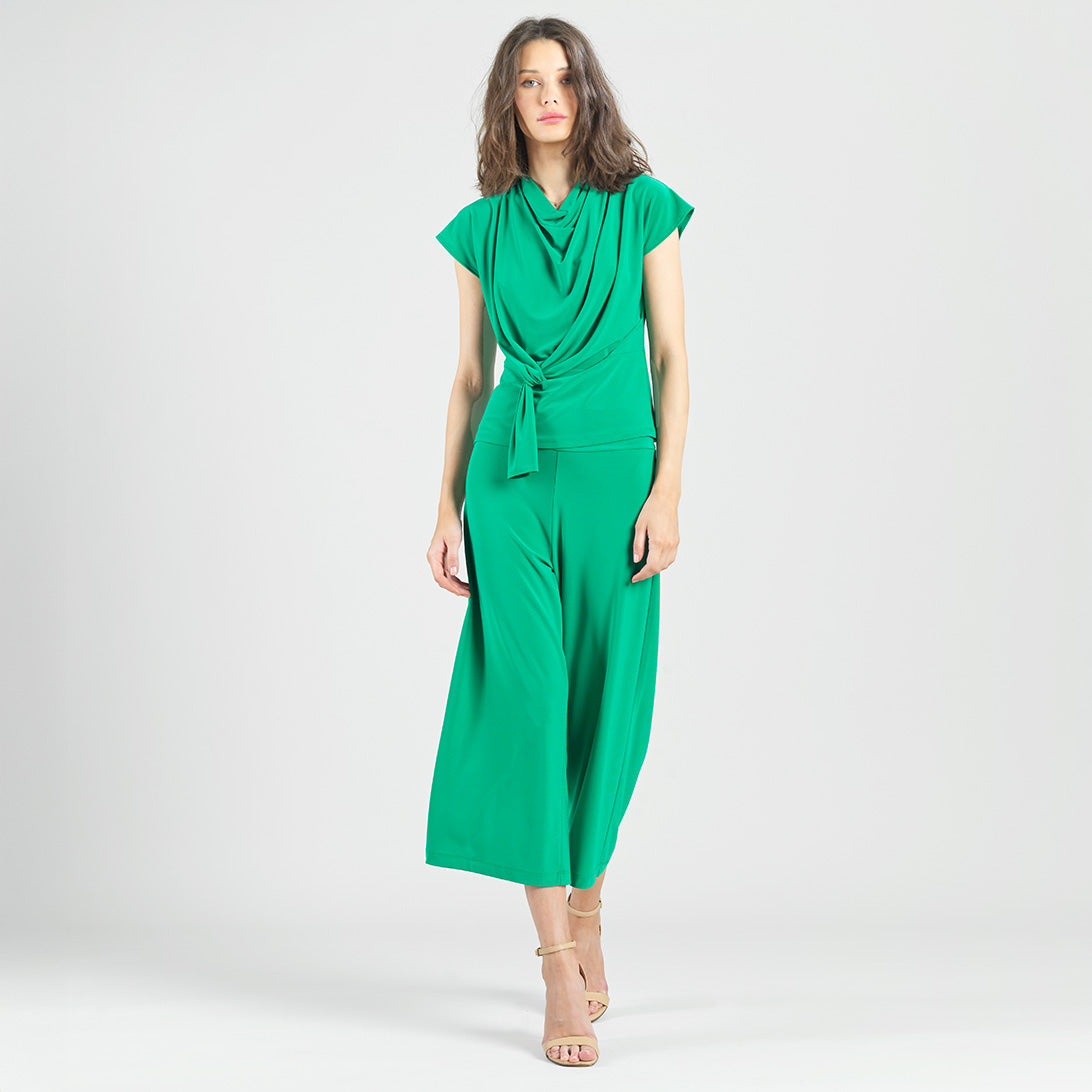 Clara Sunwoo Popular - Drape Neck Loop Front Top - Emerald - Final Sale