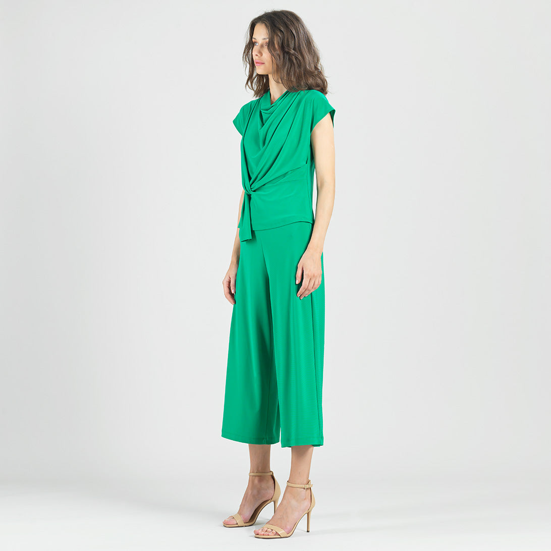 Clara Sunwoo Popular - Drape Neck Loop Front Top - Emerald - Final Sale