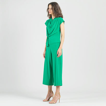 Clara Sunwoo Popular - Drape Neck Loop Front Top - Emerald - Final Sale