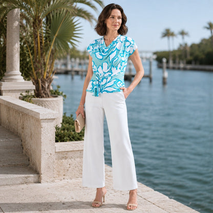 Clara Sunwoo New - Drape Neck Loop Front Top - Paradise Petal - Final Sale