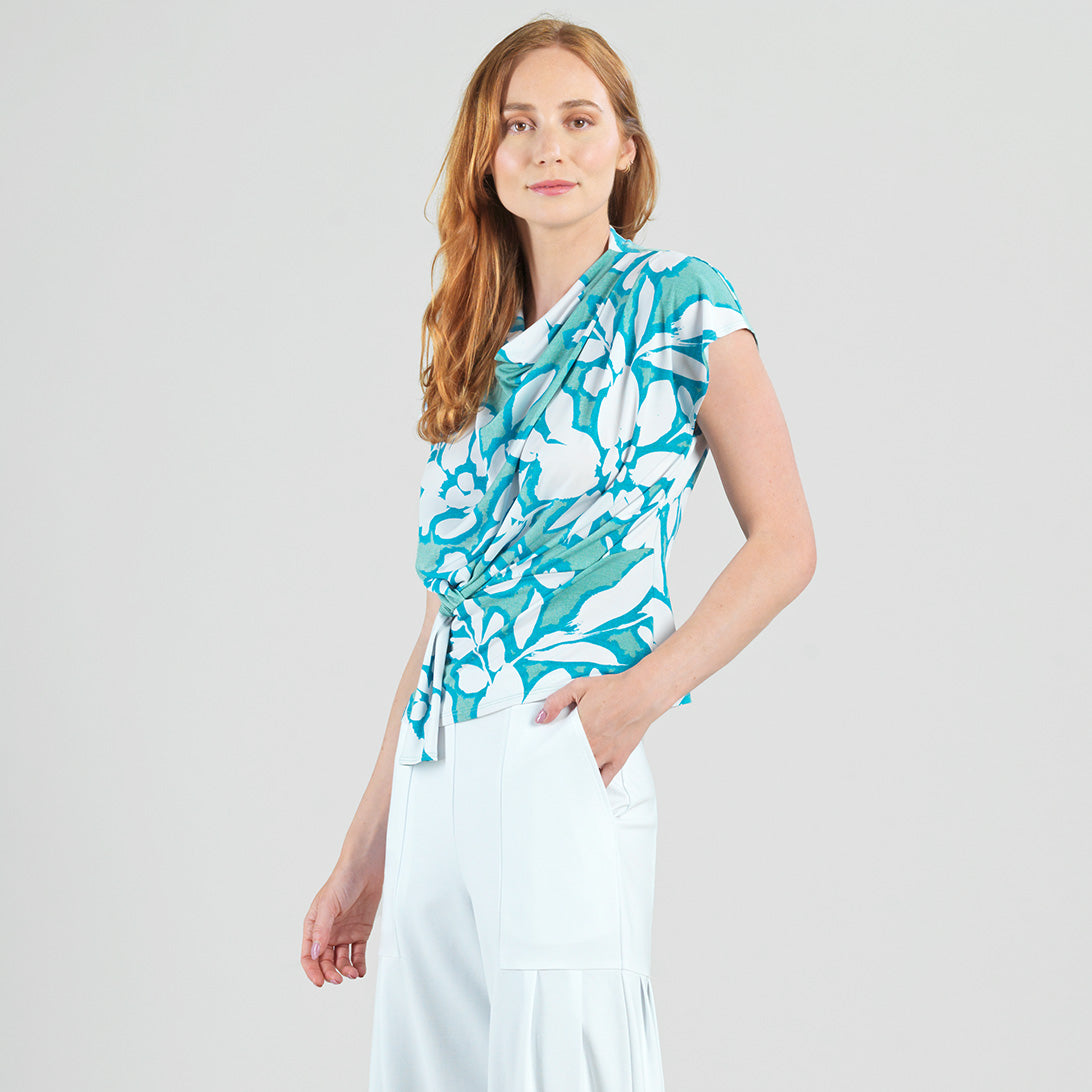 Clara Sunwoo New - Drape Neck Loop Front Top - Paradise Petal - Final Sale
