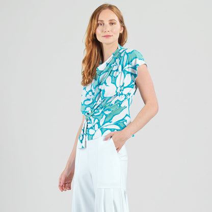 Clara Sunwoo New - Drape Neck Loop Front Top - Paradise Petal - Final Sale