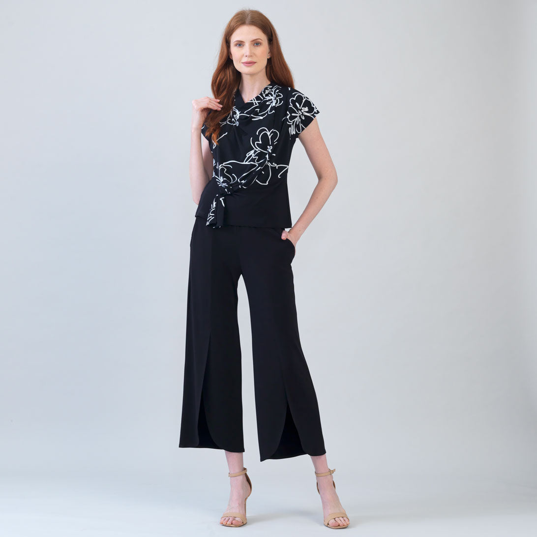 Clara Sunwoo Signature - Crepe Knit - Drape Neck Loop Front Top - Blossom Sketch - Final Sale