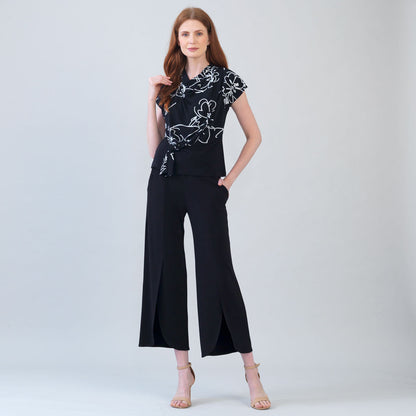Clara Sunwoo Signature - Crepe Knit - Drape Neck Loop Front Top - Blossom Sketch - Final Sale