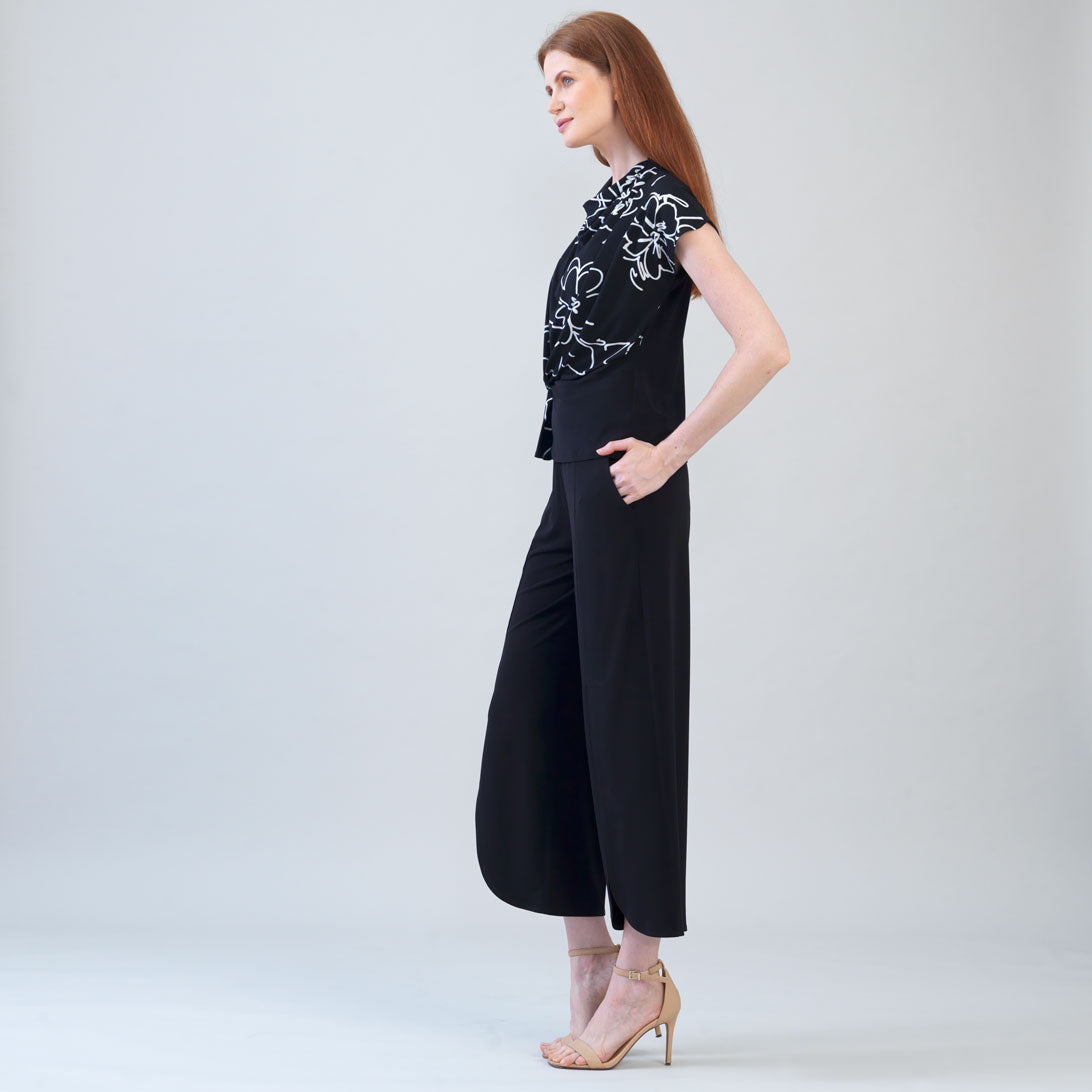 Clara Sunwoo Signature - Crepe Knit - Drape Neck Loop Front Top - Blossom Sketch - Final Sale