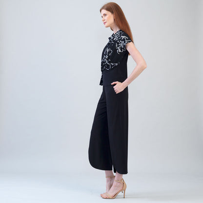 Clara Sunwoo Signature - Crepe Knit - Drape Neck Loop Front Top - Blossom Sketch - Final Sale