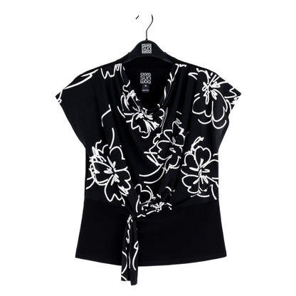 Clara Sunwoo Signature - Crepe Knit - Drape Neck Loop Front Top - Blossom Sketch - Final Sale